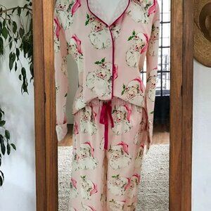 Nostalgic Pink Santa 2 Piece Pajama Set NWOT Plus Size Christmas Holiday Family